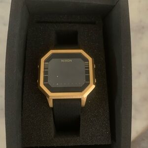 Nixon Leila Hurst Black and Gold Watch